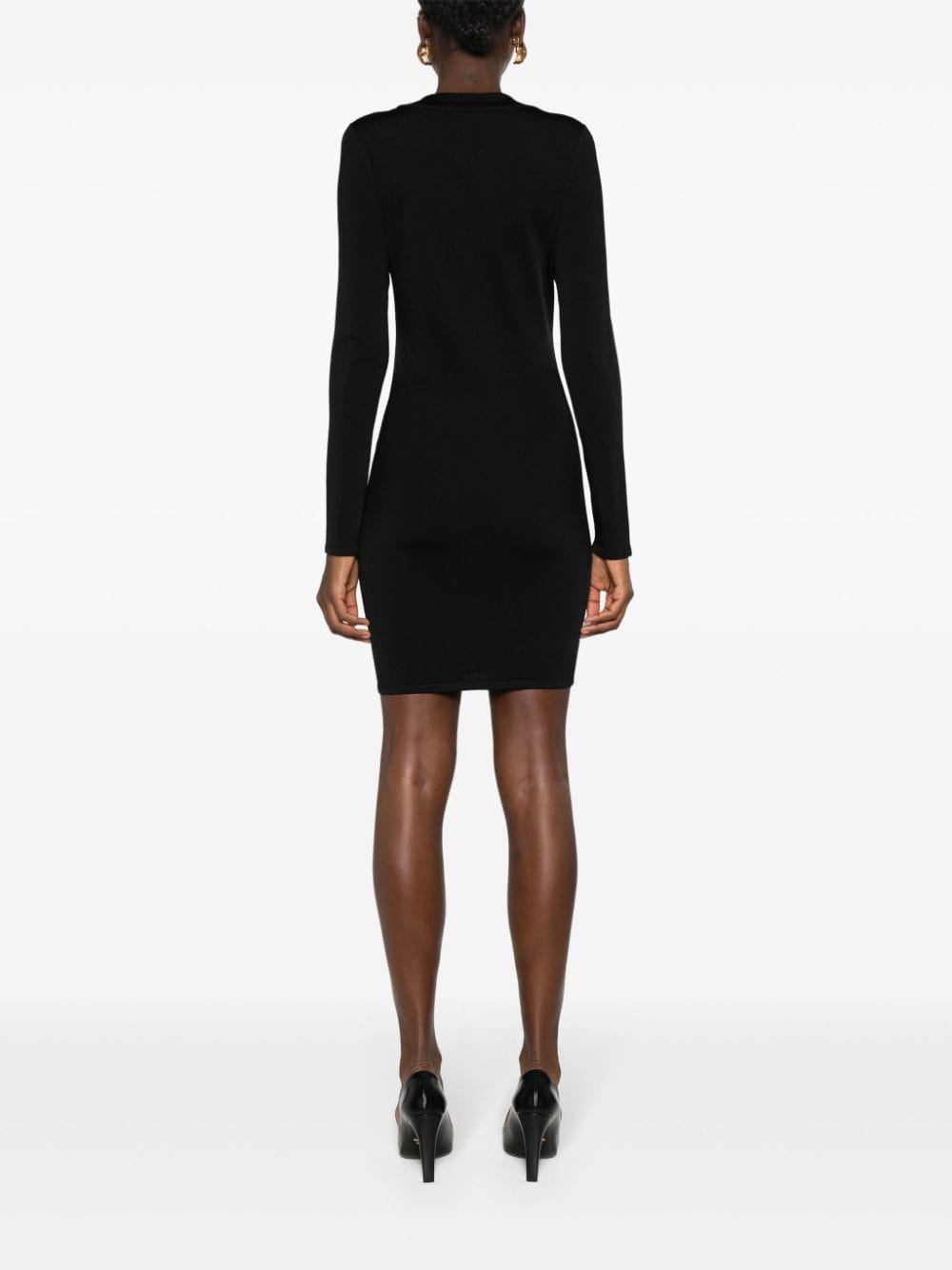 Dresses Saint Laurent Black Ribbed Knit Long Sleeve Dress Brand