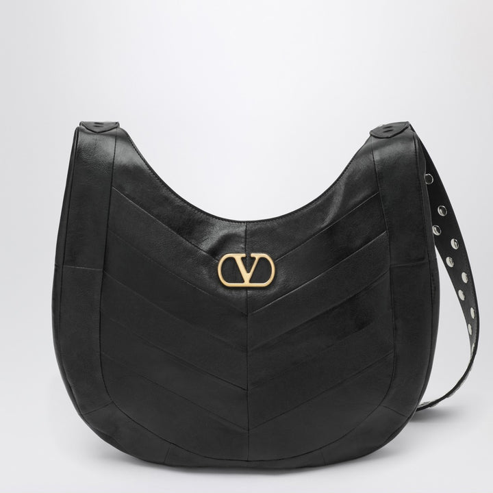Valentino Garavani Small Hoboho bag in black chevron-pattern nappa