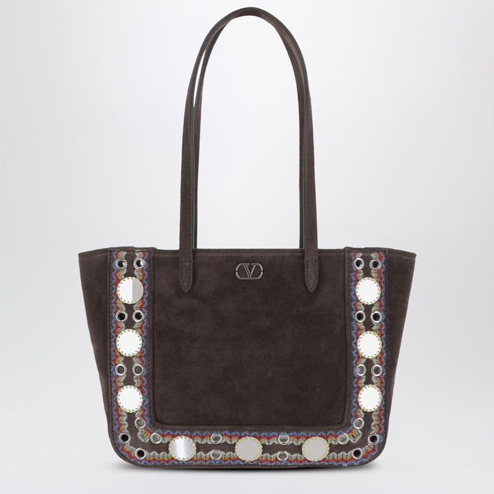Valentino Garavani Mini tote bag Nellcôte in brown suede leather