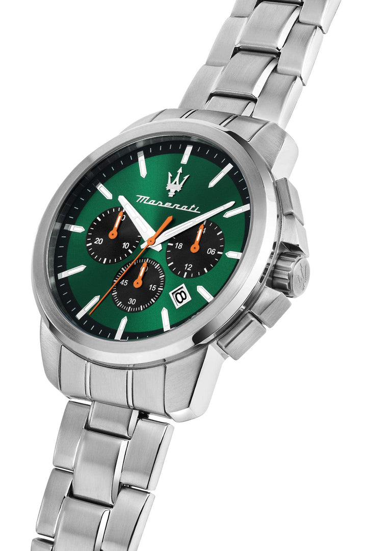 Watch Maserati Successo 42mm Chrono Green Dial Stainless Steel Strap Watch Brand