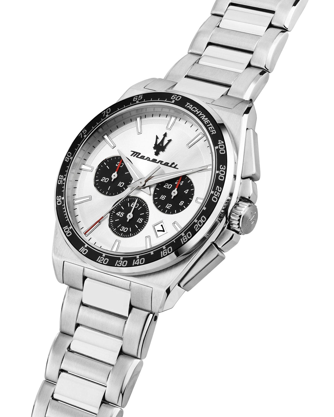 Watch Maserati Velocita 43mm Chrono Silver Dial Stainless Steel Strap Watch Brand