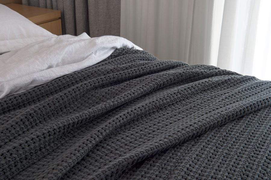 Bemboka Blankets Superking/King - 240 x 290 cm Charcoal Bemboka Waffle Pure Cotton Blankets Brand
