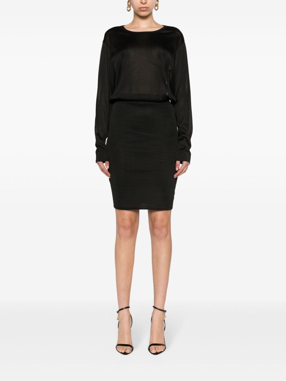 Saint Laurent Dresses Saint Laurent Black Knitted Semi-Sheer Dress Saint Laurent Black Knitted Semi-Sheer Dress at Italian Luxury group Brand