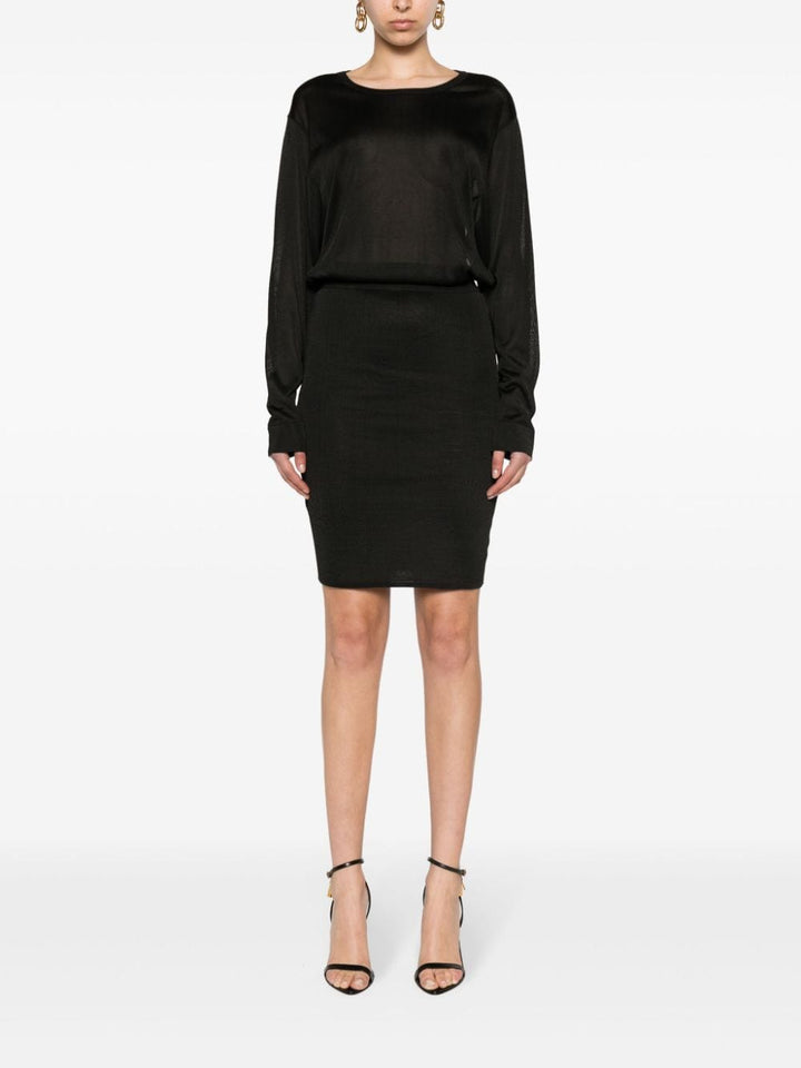 Saint Laurent Dresses Saint Laurent Black Knitted Semi-Sheer Dress Saint Laurent Black Knitted Semi-Sheer Dress at Italian Luxury group Brand