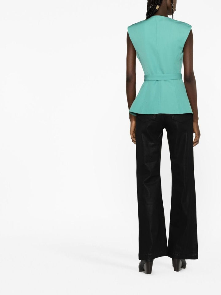 Balmain Jackets 36 Balmain Sleeveless Jacket Balmain Green Belted-Waist Sleeveless Jacket Brand