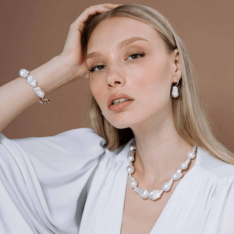 Ikecho Pearl Necklace Pebble Necklace Pebble Necklace Brand