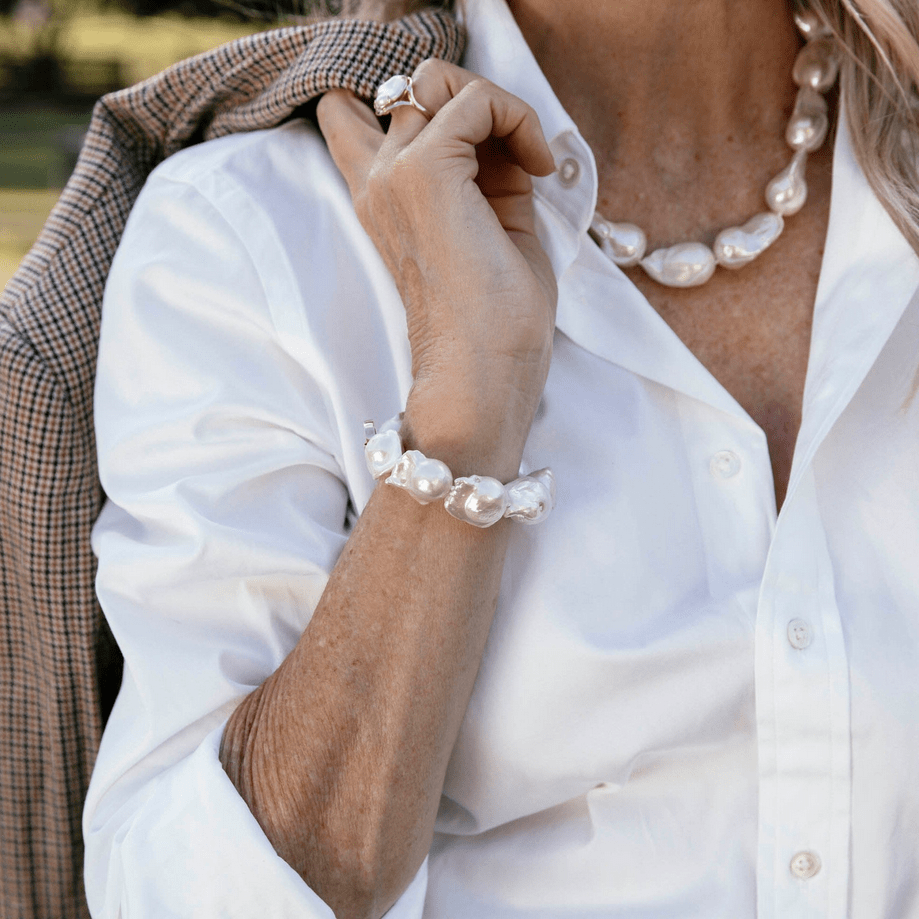 Ikecho Pearl Necklace Pebble Necklace Pebble Necklace Brand