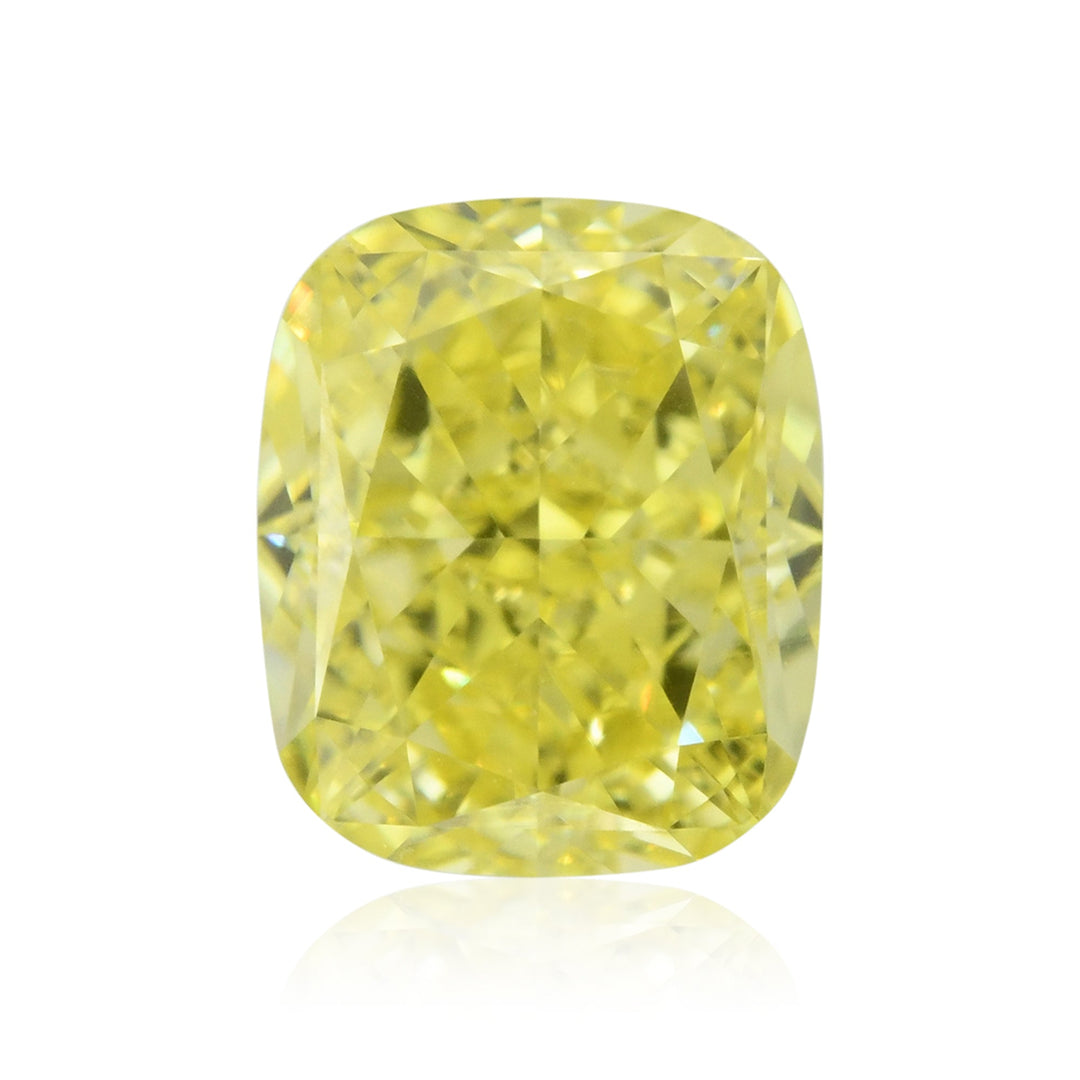 0.60 Carat Fancy Intense Yellow Cushion Diamond VVS2 GIA