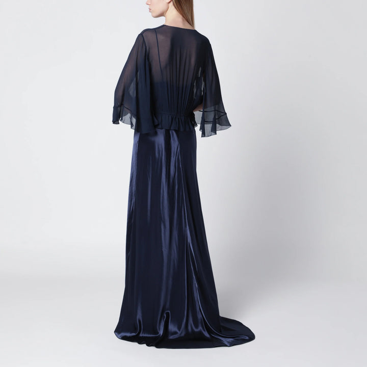 Alberta Ferretti - Long semi-transparent blue dress in viscose