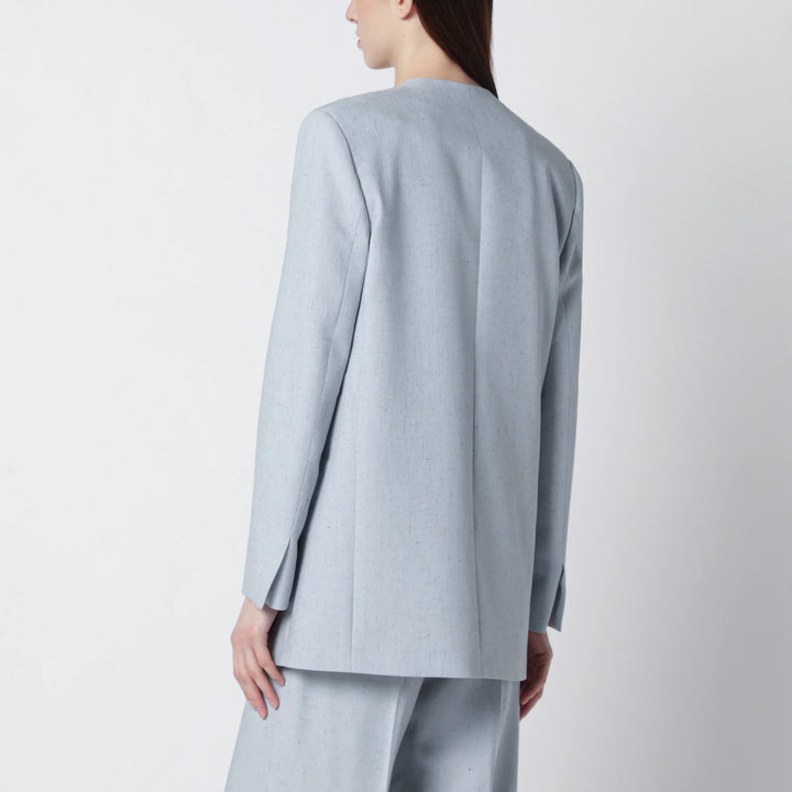 Alberta Ferretti - Light blue double-breasted tweed jacket