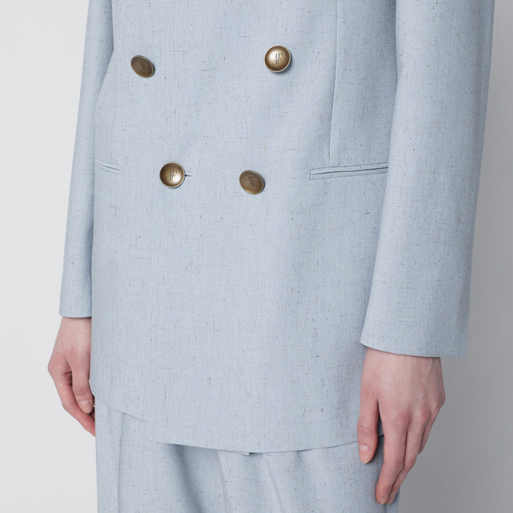 Alberta Ferretti - Light blue double-breasted tweed jacket