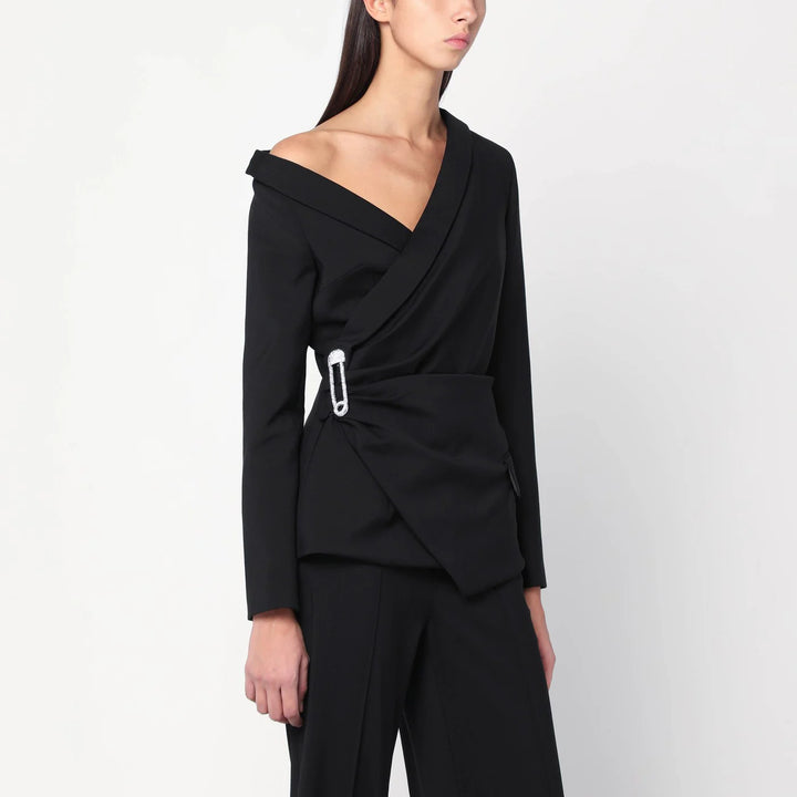 Giuseppe di Morabito - Asymmetrical black jacket with brooch detail