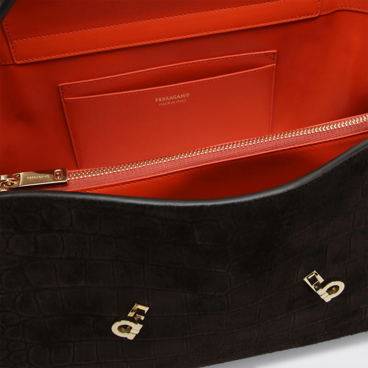 Ferragamo - Hug Soft M shoulder bag in Natural crocodile-effect