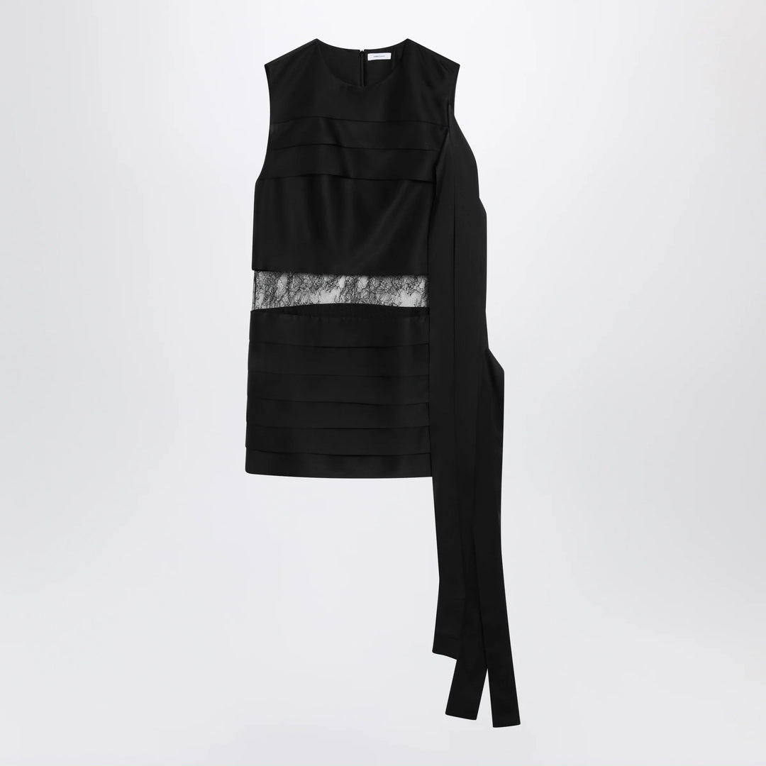 Ferragamo - Black mini dress with lace