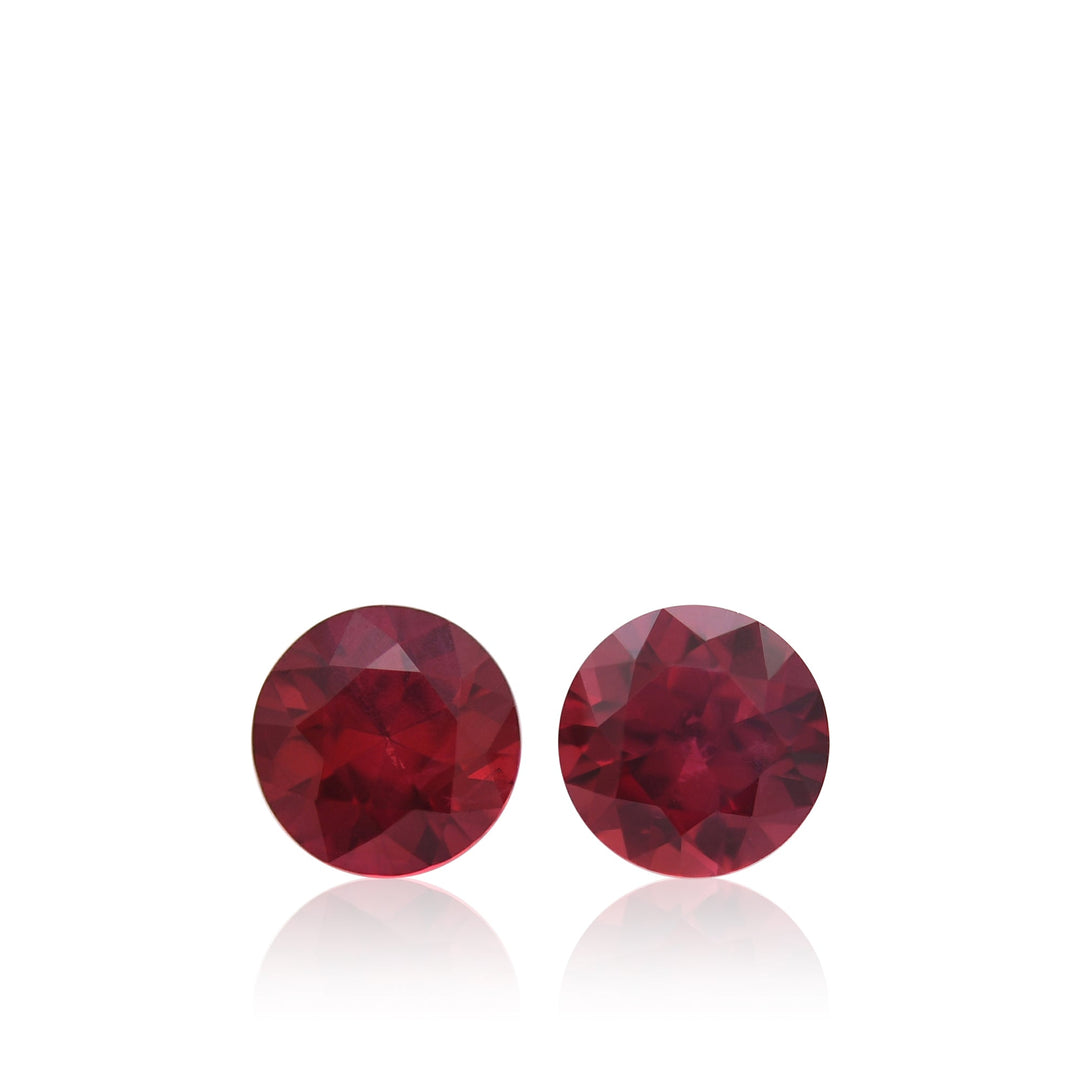 1.25 Carat Red MOZAMBIQUE Round Rubies Pair