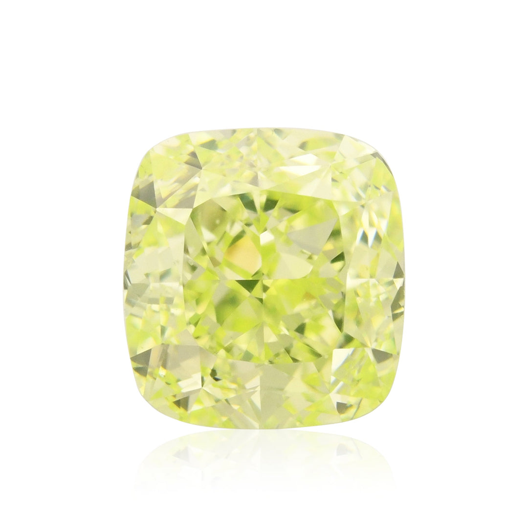 1.34 Carat Fancy Intense Yellowish Green Cushion Diamond VS2 GIA
