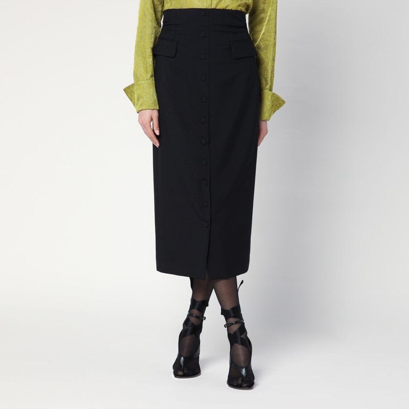 Skirts Dries Van Noten - Black wool and mohair midi skirt - 38 FR Brand