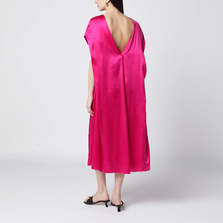 Dries Van Noten - Fuchsia silk satin midi dress