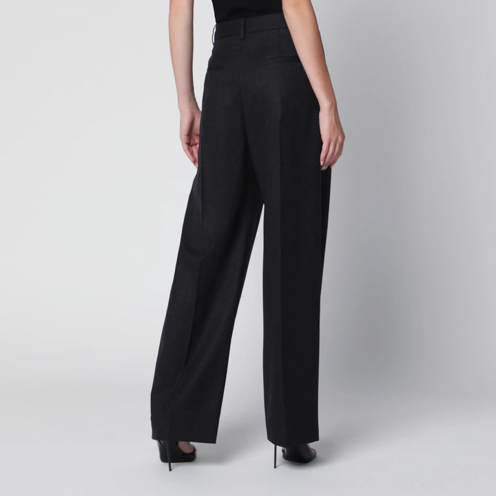 Victoria Beckham - Cecilia Trousers in Dark Grey Mélange Wool