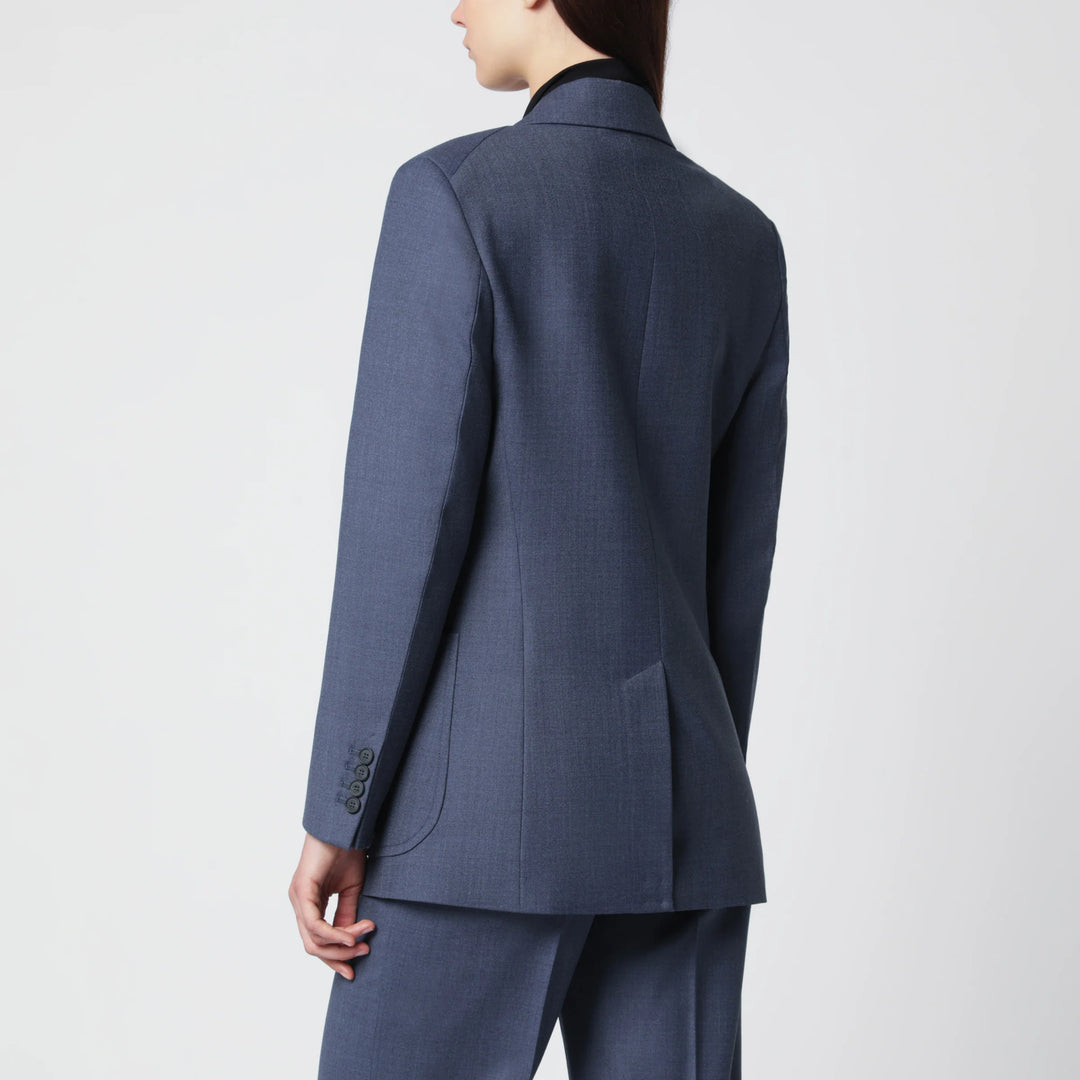 Victoria Beckham - Katherine single-breasted jacket in blue mélange wool blend