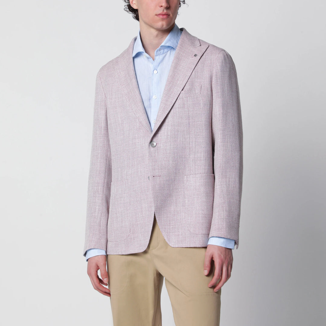 Tagliatore - Single-Breasted Herringbone Jacket Lilac