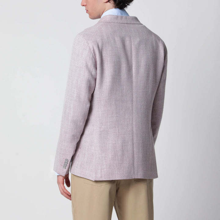 Tagliatore - Single-Breasted Herringbone Jacket Lilac