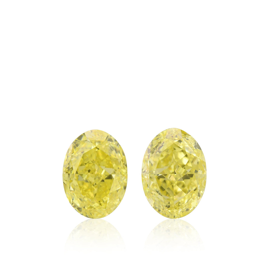 2.01 Carat Fancy Intense Yellow Oval Diamonds VS2 GIA Pair