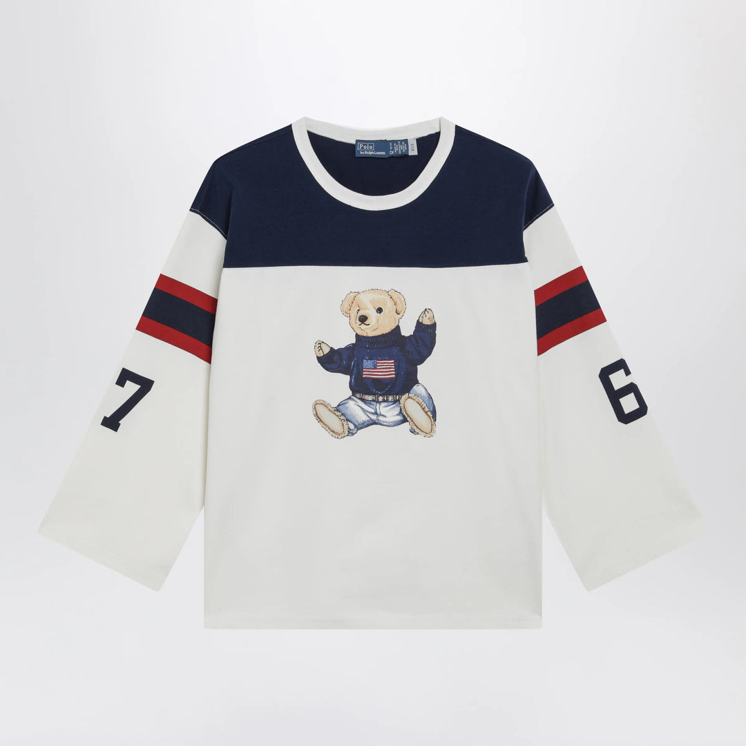 Polo Ralph Lauren - Polo Bear oversized cotton T-shirt in white/navy