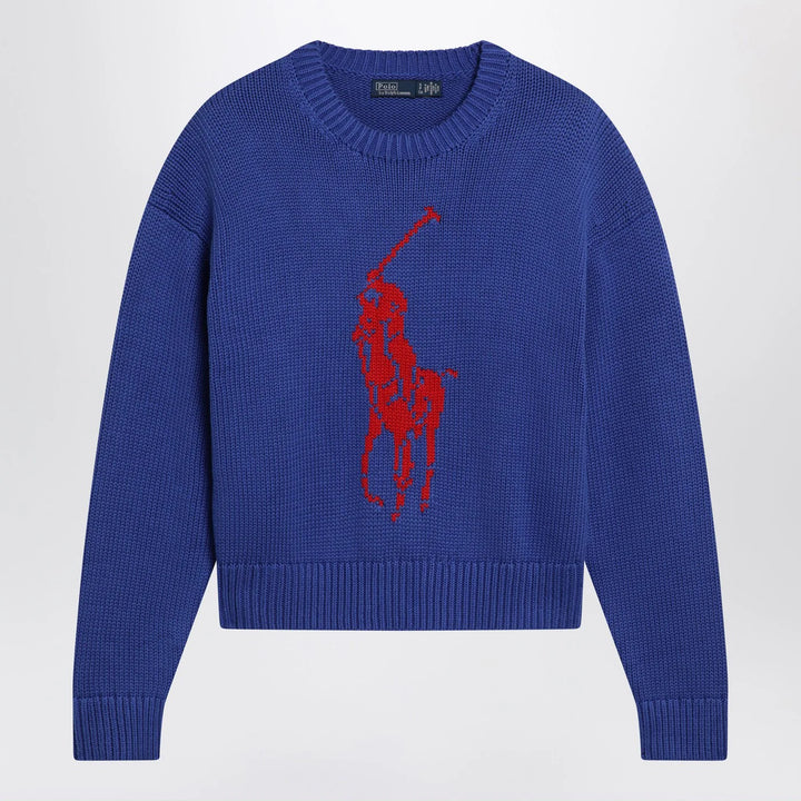 Polo Ralph Lauren - Purplish blue sweater with logo intarsia