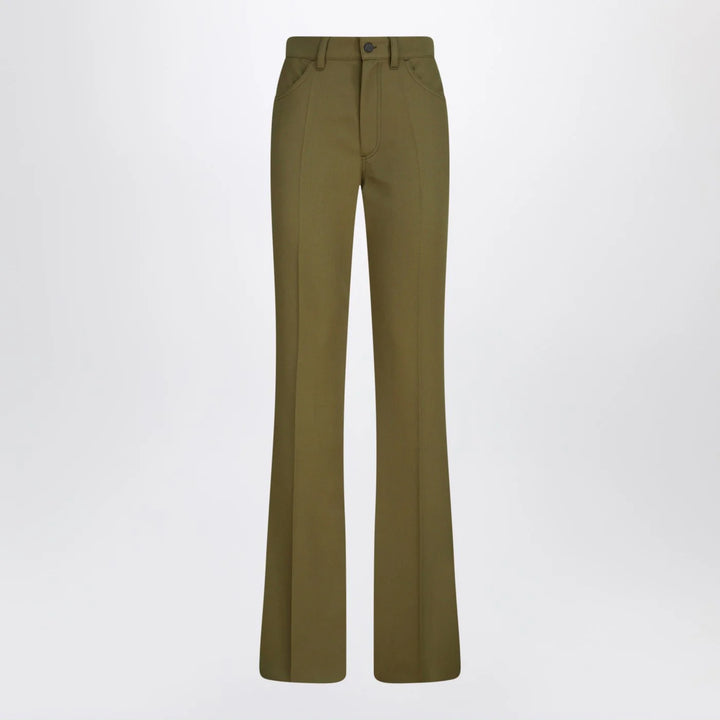 The Attico - Military green wool gabardine trousers