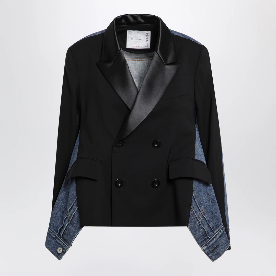 Sacai - Double-breasted jacket in wool and denim
