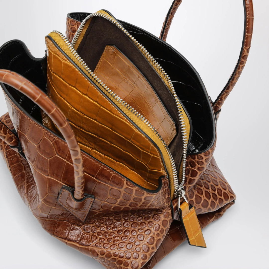 The Attico - La Passeggiata Mini shaded brown crocodile-print leather bag
