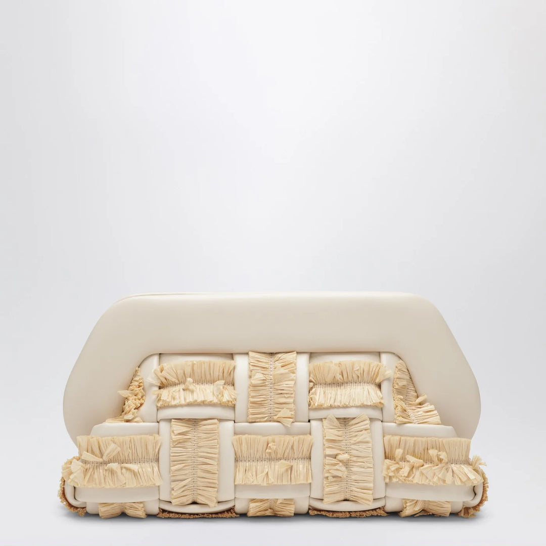 THEMOIRè - Tia clutch in butter color with raffia inserts