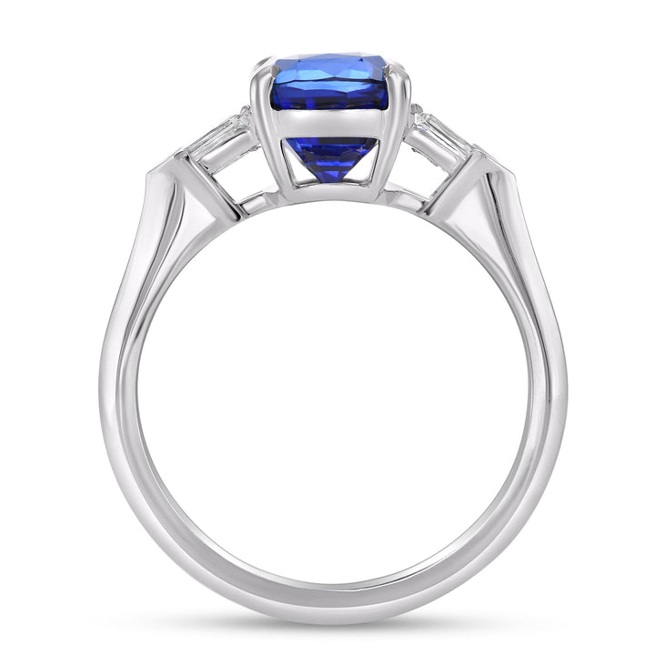Leibish Royal Blue Sapphire Cushion &amp; Diamond Engagement Ring