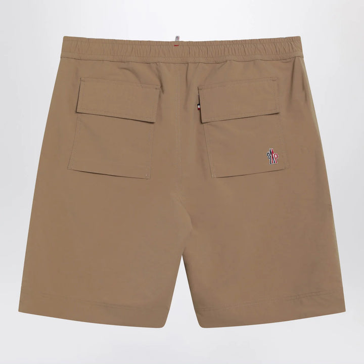 Moncler Grenoble - Beige technical froissé Bermuda shorts