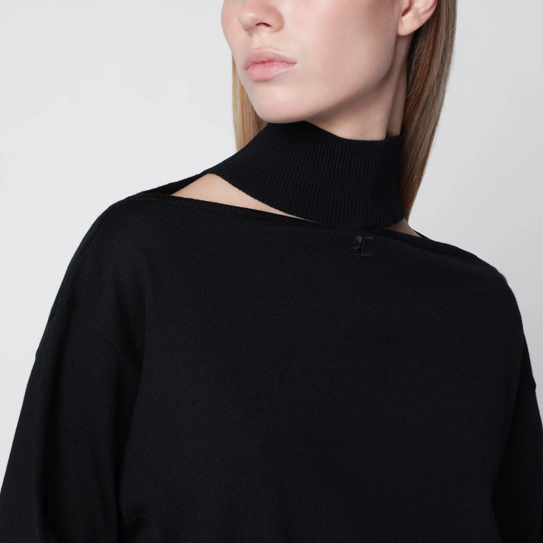 Courrèges - Black merino wool turtleneck sweater