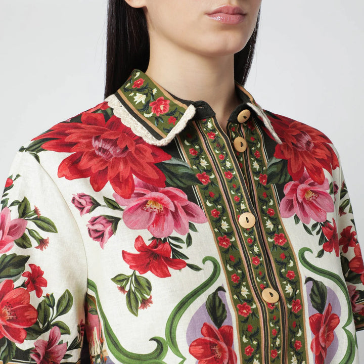 FARM Rio - Linen-blend shirt with floral print