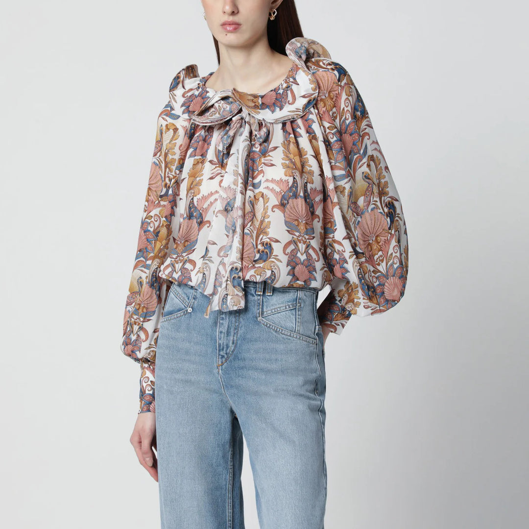 FARM Rio - White Sea Garden blouse with ruffles
