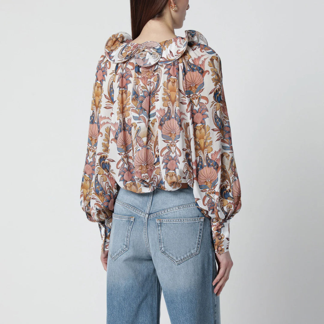 FARM Rio - White Sea Garden blouse with ruffles