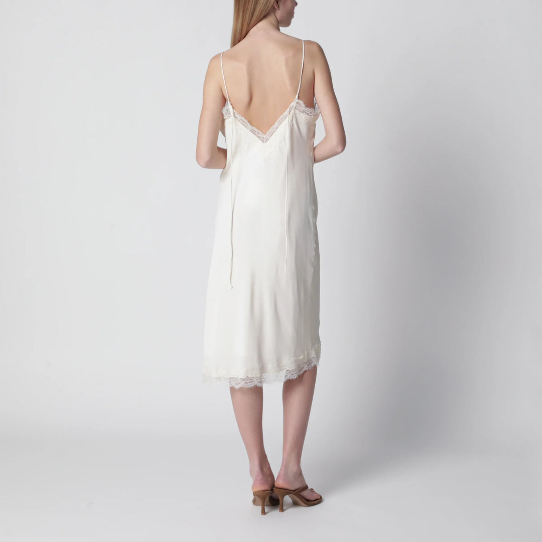 Róhe - White silk and lace slip dress