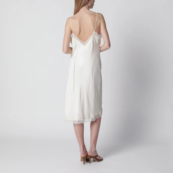 Róhe - White silk and lace slip dress