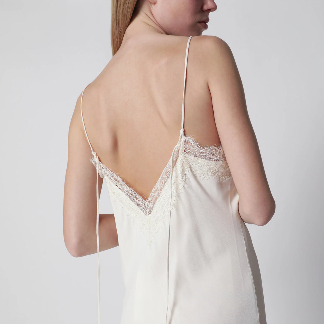 Róhe - White silk and lace slip dress