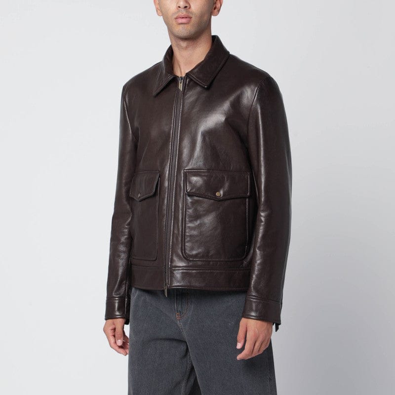 #N/A Salvatore Santoro - Brown leather zip jacket - 52 IT Brand