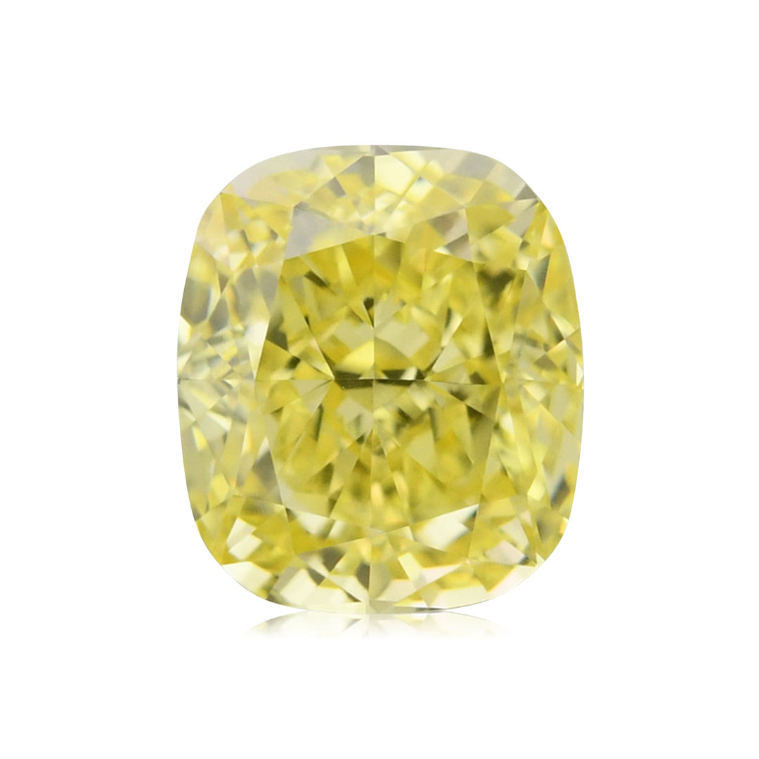 0.68 Carat Fancy Intense Yellow Cushion Diamond VVS2 GIA
