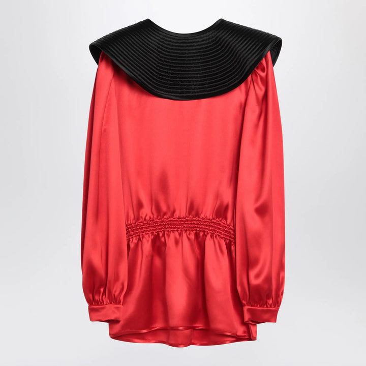 Valentino - Red silk blouse with black collar