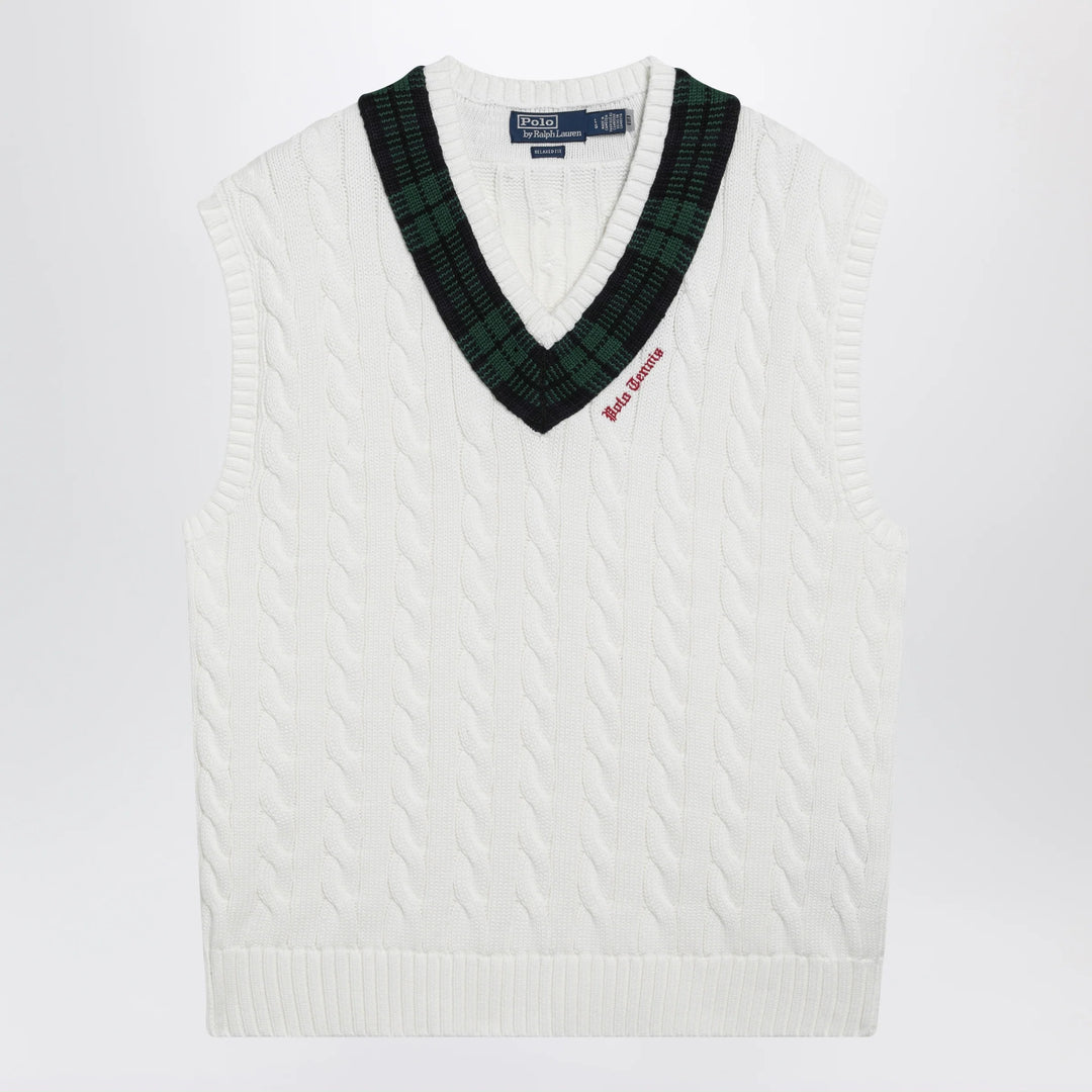 Polo Ralph Lauren - Cream cable-knit Relaxed-Fit vest