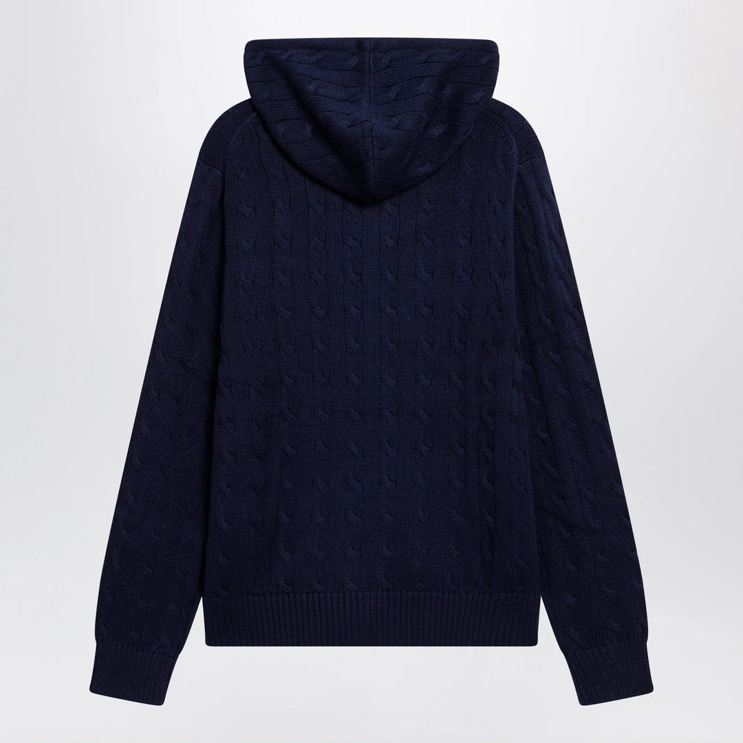 Polo Ralph Lauren - Navy blue cotton cable-knit zip-up cardigan