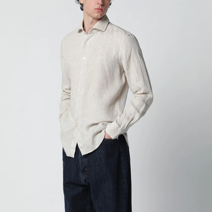 XACUS - Tailor Fit linen shirt beige