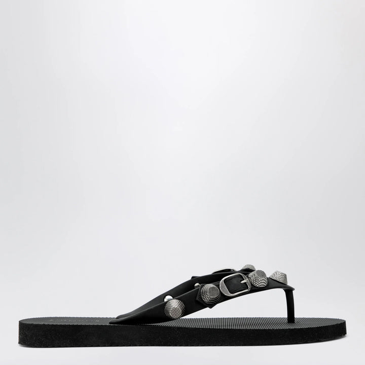 Balenciaga - Cagole black rubber thong slides