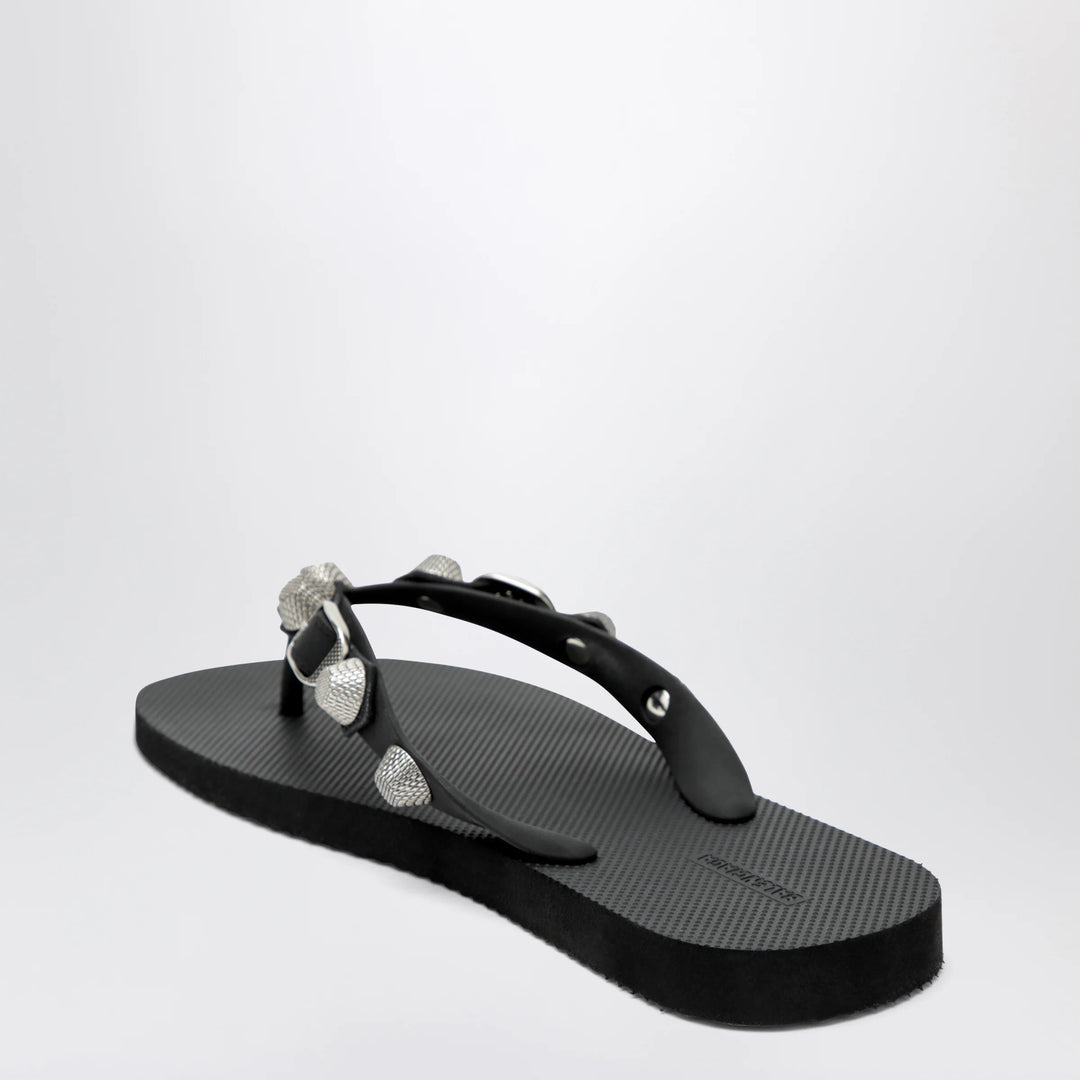 Balenciaga - Cagole black rubber thong slides